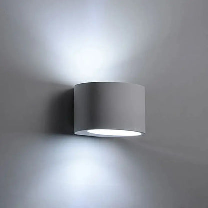 Minimalist white & gray gypsum wall lamp for living room diffused light