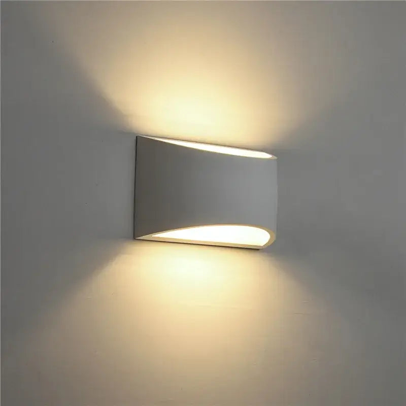 Minimalist white & gray gypsum wall lamp for living room diffused light