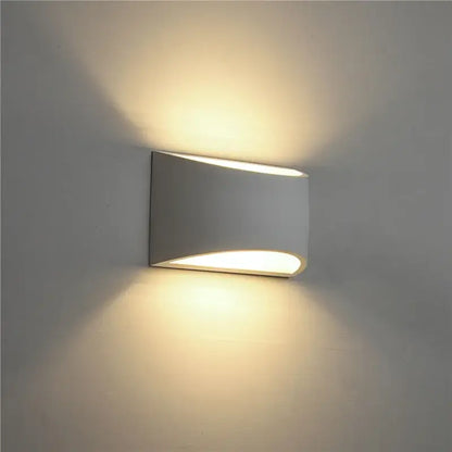 Minimalist white & gray gypsum wall lamp for living room diffused light