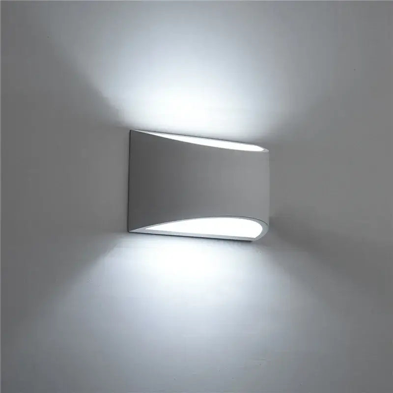 Minimalist white & gray gypsum wall lamp for living room diffused light