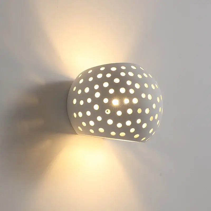 Minimalist white & gray gypsum wall lamp for living room diffused light