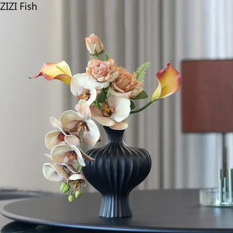 Minimalist white heart shape ceramic vase living room decor