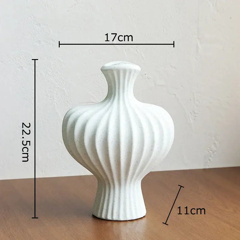 Minimalist white heart shape ceramic vase living room decor