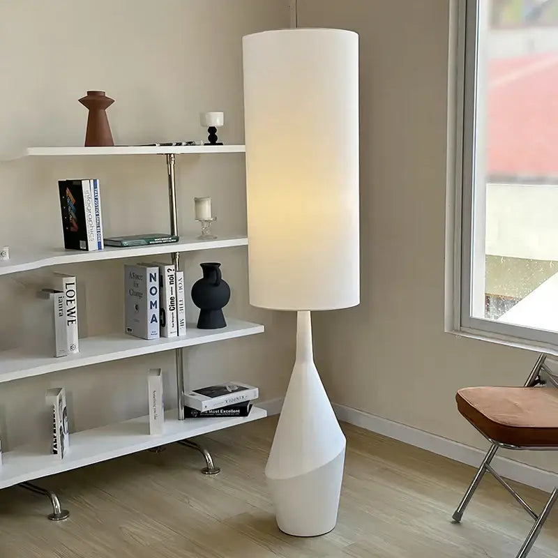 Minimalist white led floor lamp living room sculpted base