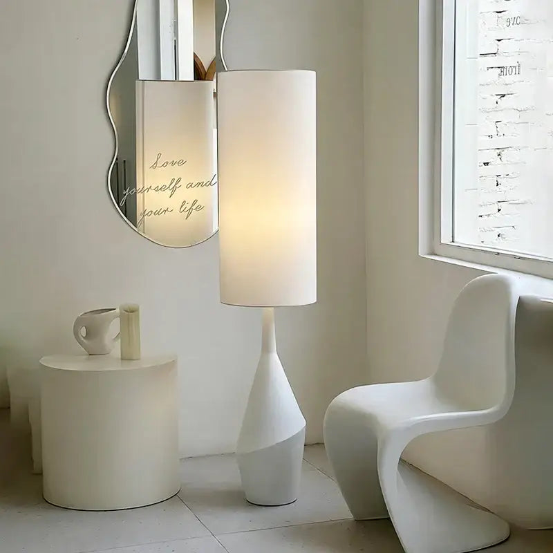 Minimalist white led floor lamp living room sculpted base