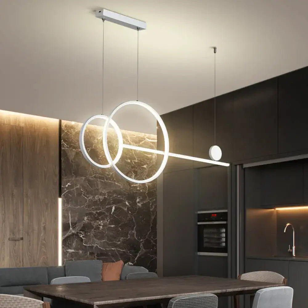 Minimalist white linear led hanging lamp for dining room