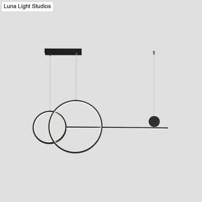 Minimalist white linear led hanging lamp for dining room