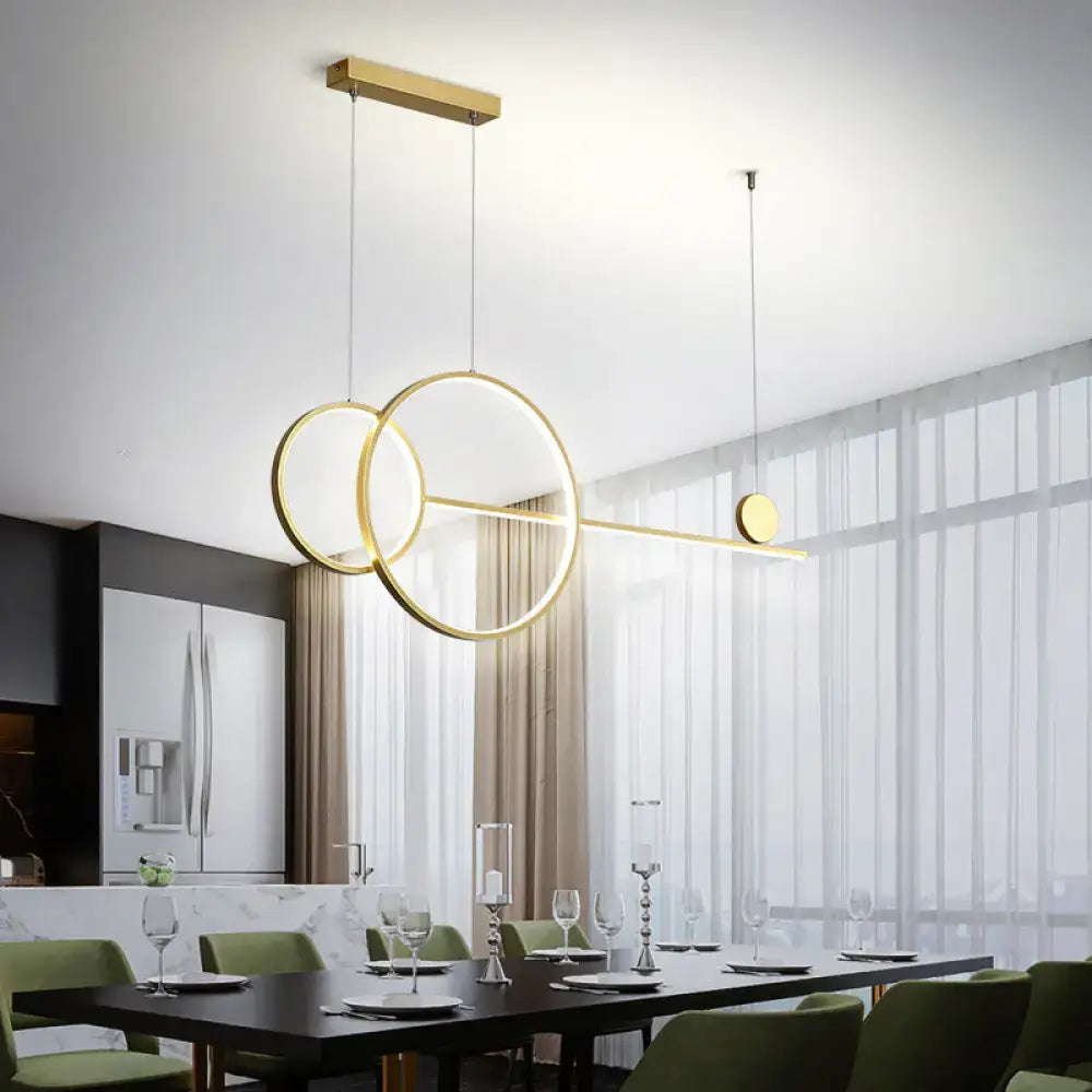 Minimalist white linear led hanging lamp for dining room