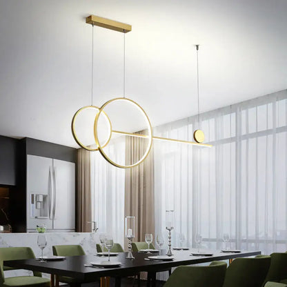 Minimalist white linear led hanging lamp for dining room