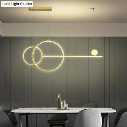 Minimalist white linear led hanging lamp for dining room