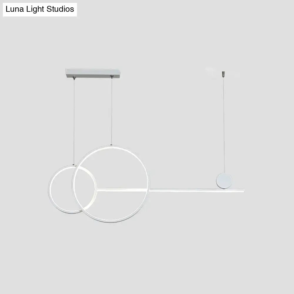 Minimalist white linear led hanging lamp for dining room