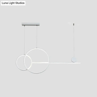 Minimalist white linear led hanging lamp for dining room