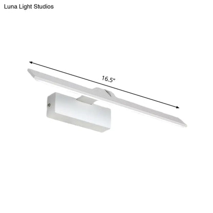 DecorBites™ Minimalist White Metal LED Vanity Light Fixture: Wall Mounted Rectangle Lamp for Bathroom in Warm/White Light