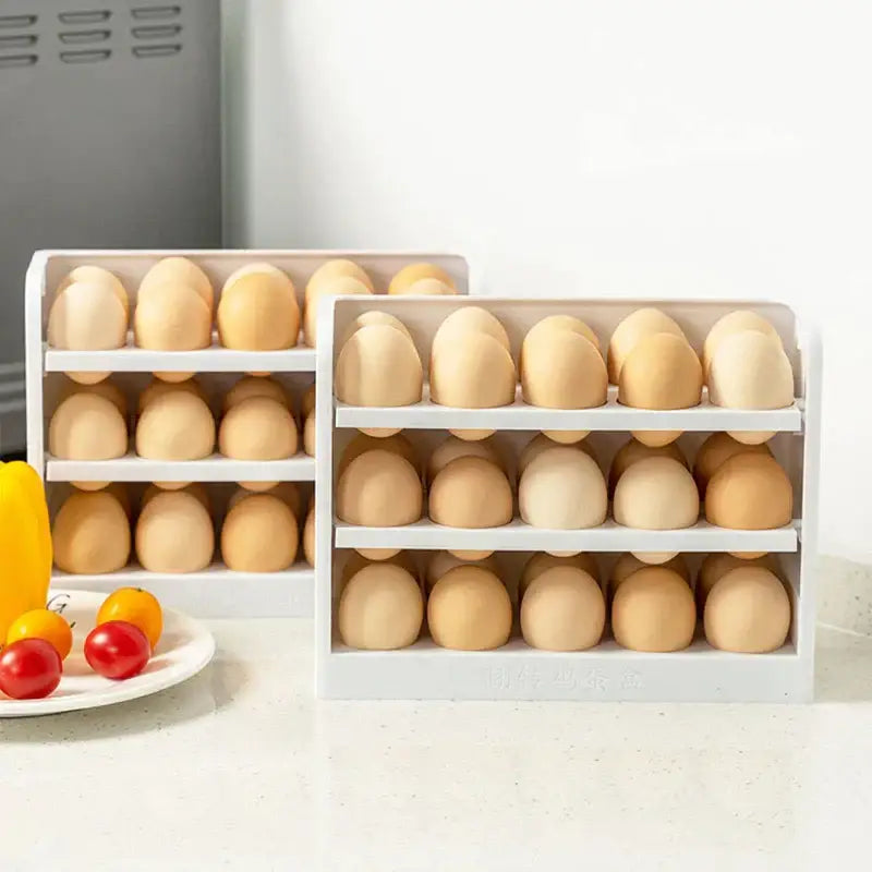 Minimalist white multi compartment egg storage rack kitchen organizer