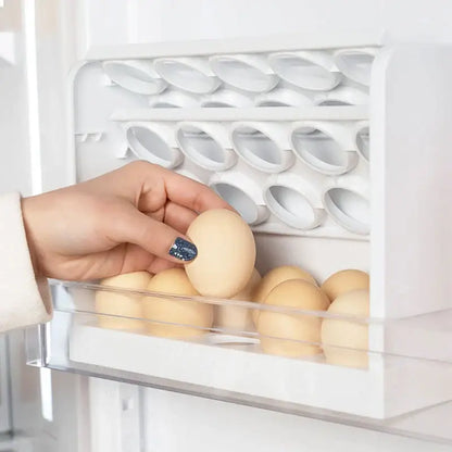 Minimalist white multi compartment egg storage rack kitchen organizer
