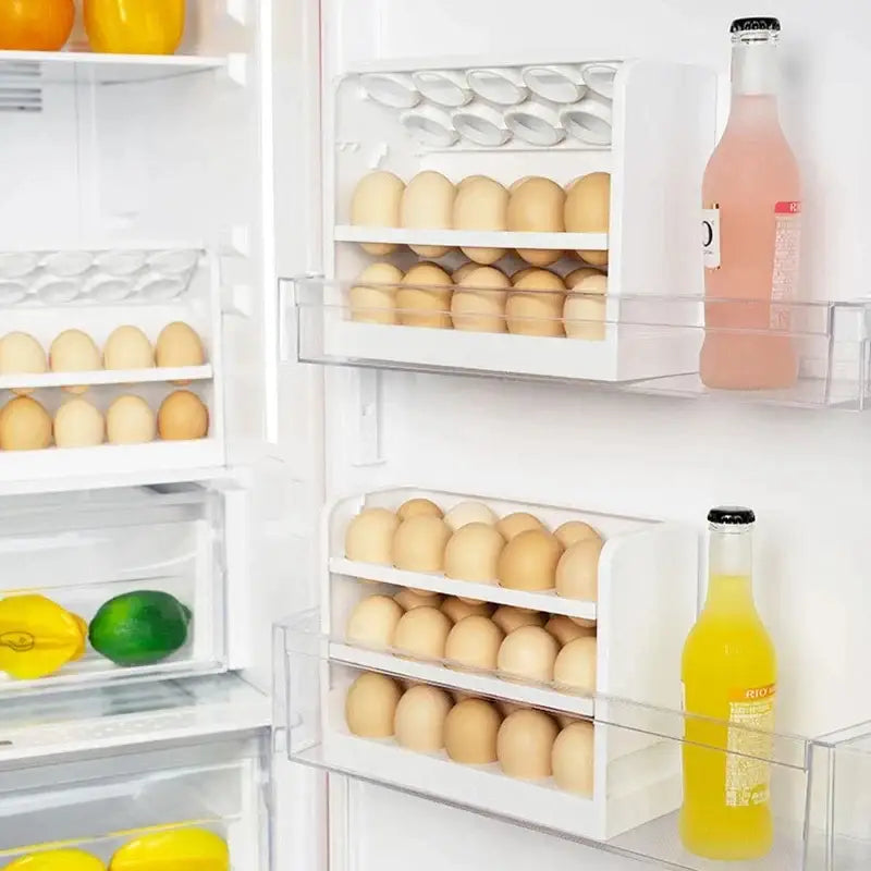 Minimalist white multi compartment egg storage rack kitchen organizer