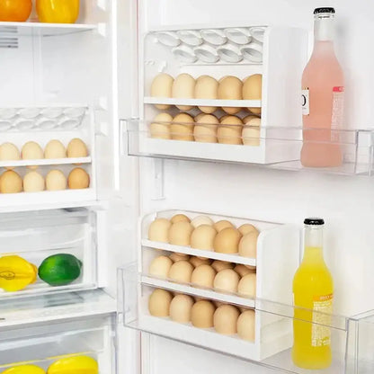 Minimalist white multi compartment egg storage rack kitchen organizer