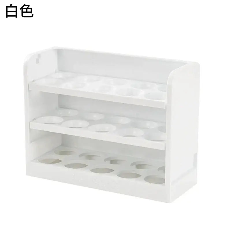 Minimalist white multi compartment egg storage rack kitchen organizer