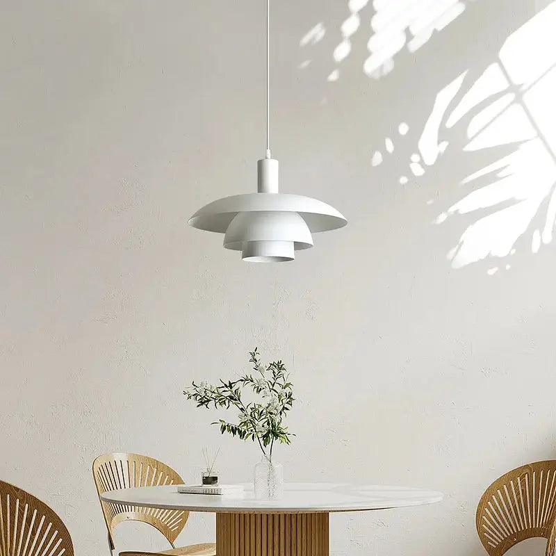 Minimalist white petal pendant light dining room decorbites cream style