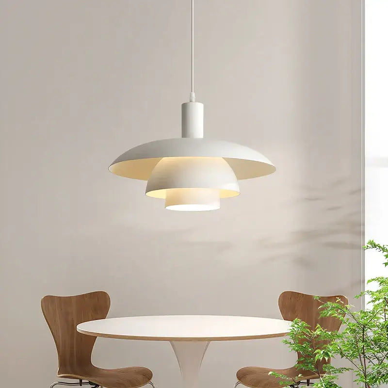 Minimalist white petal pendant light dining room cream style