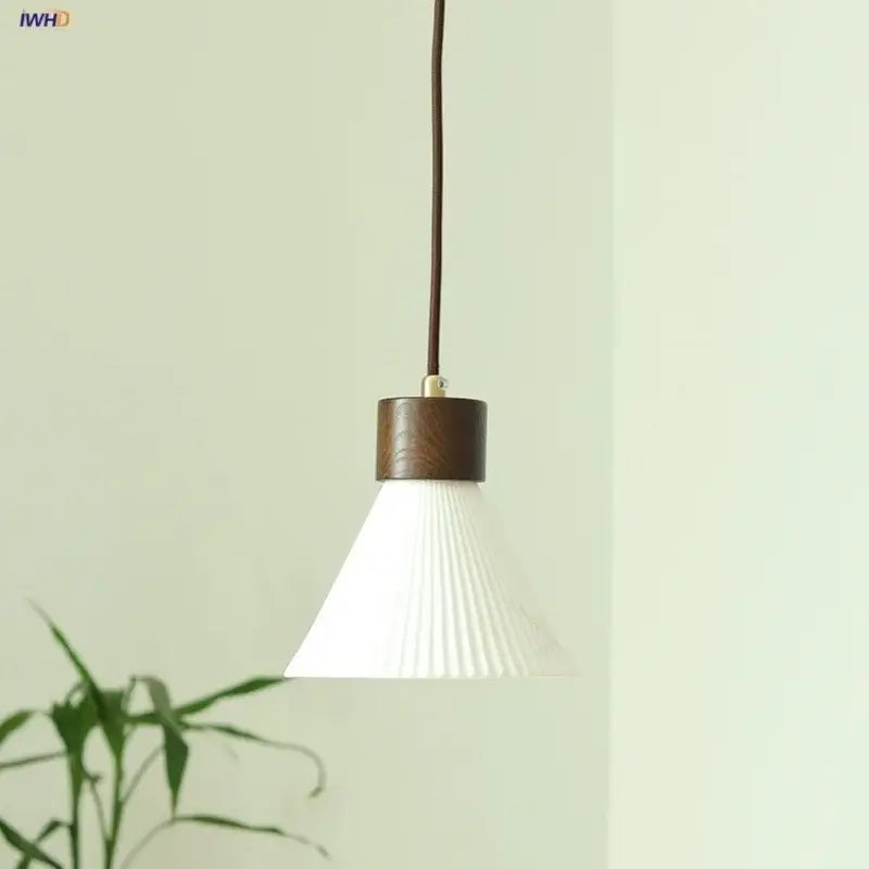 Minimalist white pleated glass pendant light for dining room