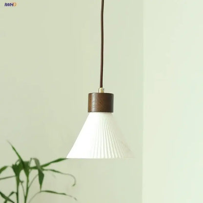 Minimalist white pleated glass pendant light for dining room
