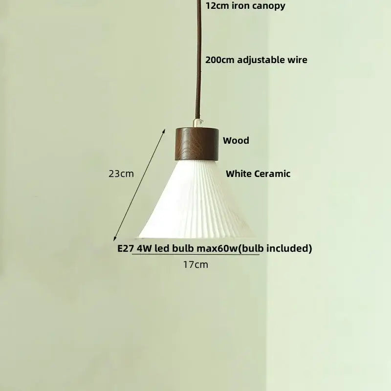 Minimalist white pleated glass pendant light for dining room