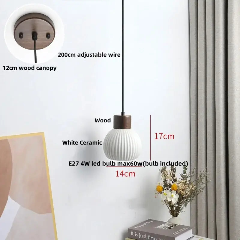 Minimalist white pleated glass pendant light for dining room