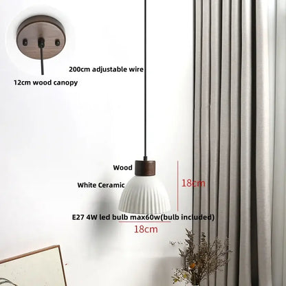 Minimalist white pleated glass pendant light for dining room