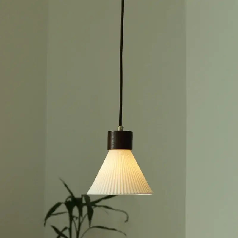 Minimalist white pleated glass pendant light for dining room