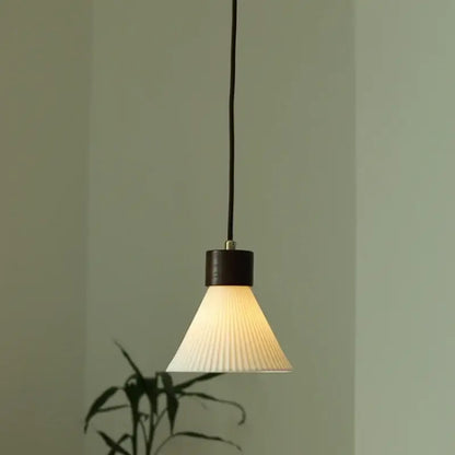 Minimalist white pleated glass pendant light for dining room