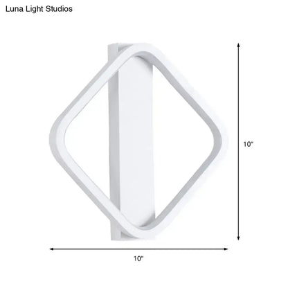 Minimalist white round square led wall sconce bedroom light