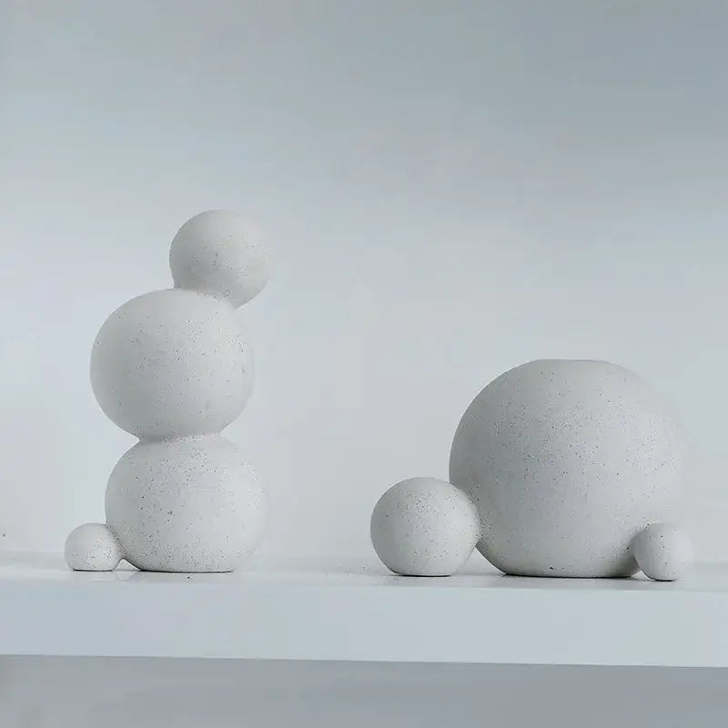 Minimalist white speckled geometric ceramic handicraft living room sphere