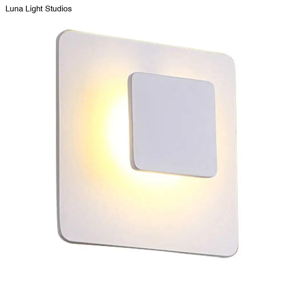 Minimalist white square led sconce lighting – bedroom warm light