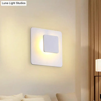 Minimalist white square led sconce lighting – bedroom warm light