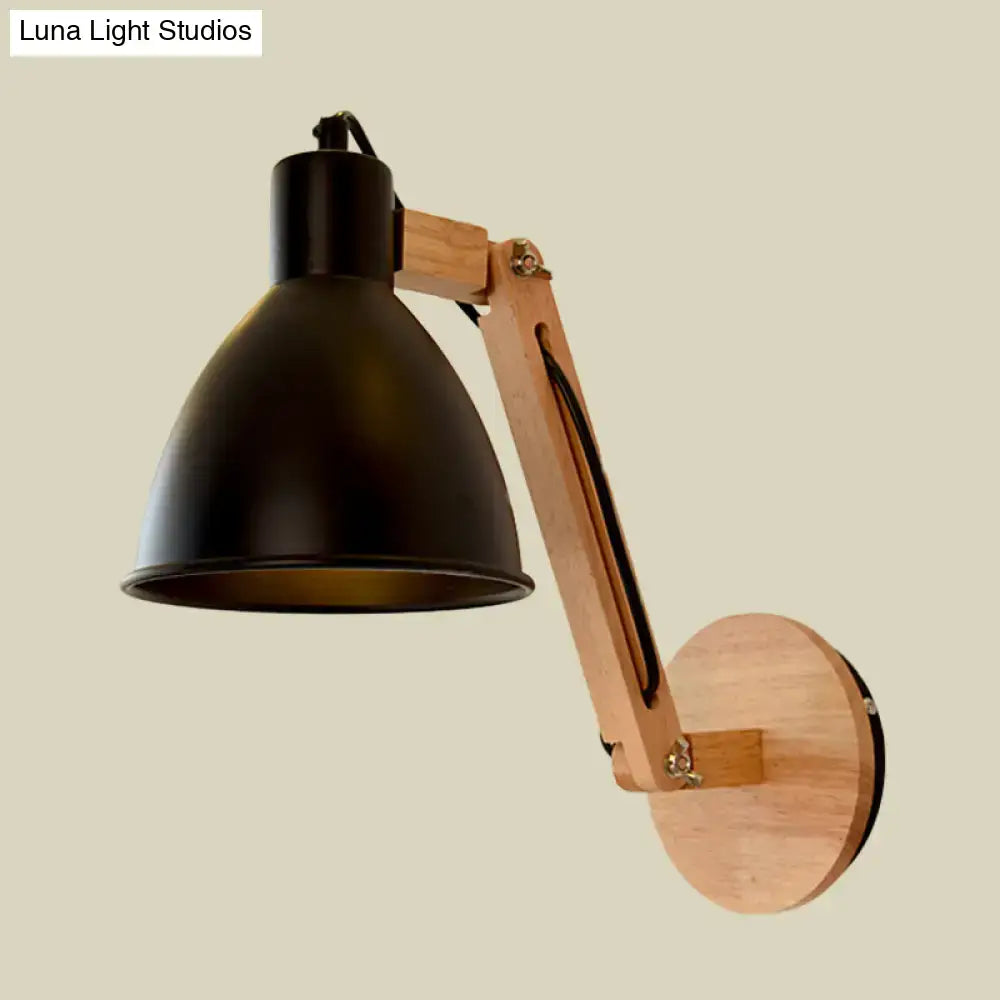 Minimalist white swing arm wall light bedroom iron dome lamp