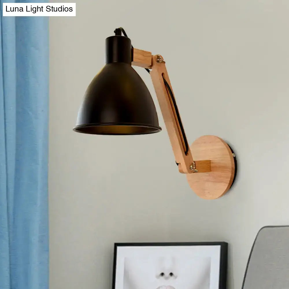 Minimalist white swing arm wall light bedroom iron dome lamp