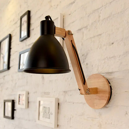 Minimalist white swing arm wall light bedroom iron dome lamp