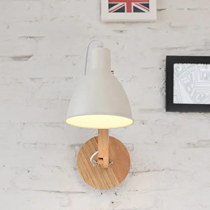 Minimalist white swing arm wall light bedroom iron dome lamp