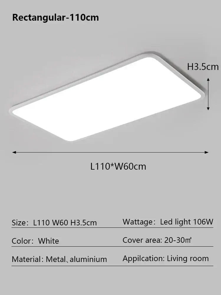 Minimalist white ultra thin led ceiling light for living room