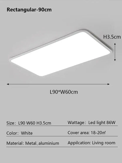 Minimalist white ultra thin led ceiling light for living room