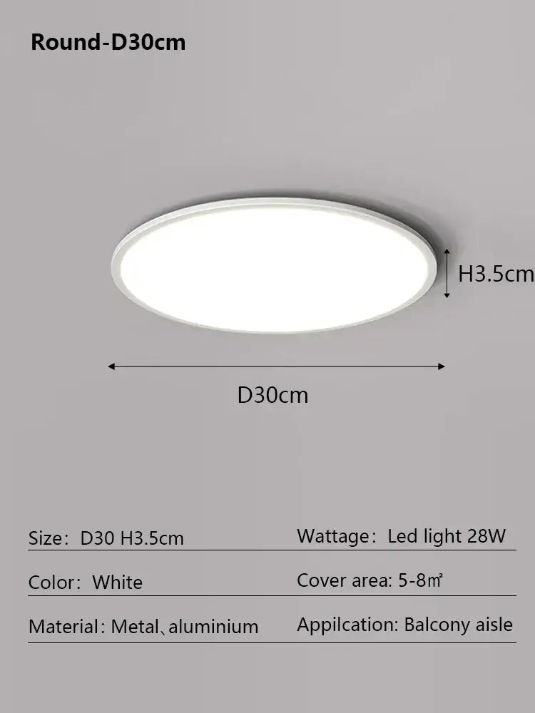 Minimalist white ultra thin led ceiling light for living room
