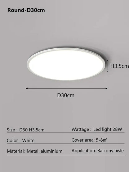 Minimalist white ultra thin led ceiling light for living room