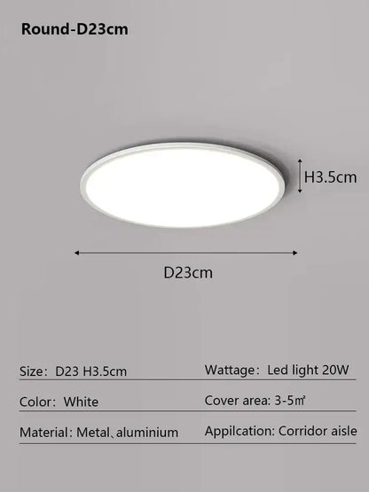 Minimalist white ultra thin led ceiling light for living room