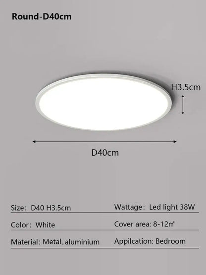 Minimalist white ultra thin led ceiling light for living room