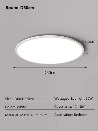 Minimalist white ultra thin led ceiling light for living room