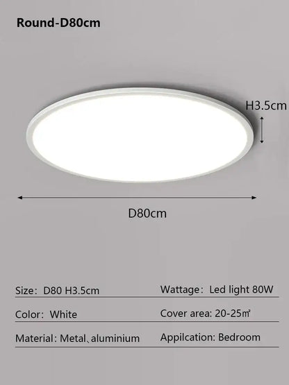 Minimalist white ultra thin led ceiling light for living room