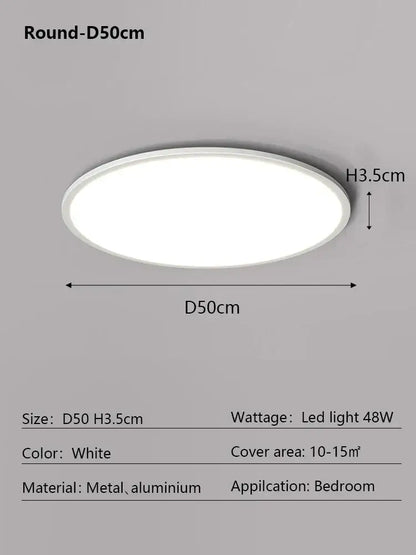 Minimalist white ultra thin led ceiling light for living room
