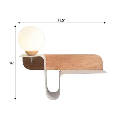 Minimalist white wall lamp with frosted glass shelf for bedroom
