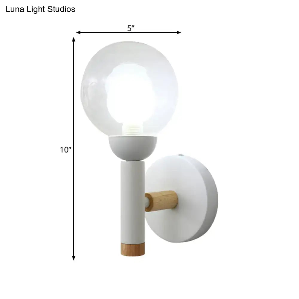 Minimalist white & wood armed wall lamp for bedroom 110v-120v